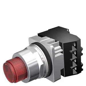 Pulsador iluminado pulse-para-probar, rojo, 24 V, incandescente, 1NA+1NC