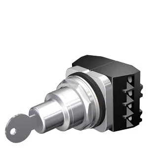 Interruptor selector con llave 3 posiciones, leva C, montado, retorno