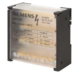Bloque distribuidor 4 polos, 80 A, 500 V