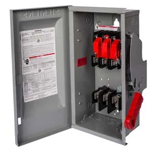 Interruptor de seguridad fusible 3 polos 60 A 240 V 4 hilos servicio pesado NEMA 3R