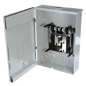 Centro de carga trifásico zapata principal 12 espacios 24 circuitos 200 A barra de aluminio intemperie
