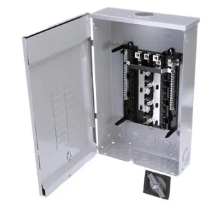 Centro de carga trifásico zapata principal 18 espacios 36 circuitos 150 A barra de aluminio intemperie