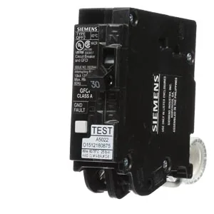 Interruptor termomagnético con falla a tierra GFCI 1 polo 30 A 120 V 10 kA tipo QPF