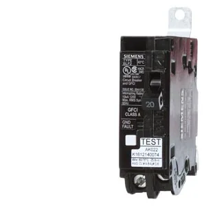 Interruptor termomagnético 1 polo 20 A 120 V 10 kA tipo BLF con protección GFCI 5 mA