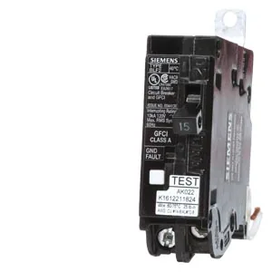 Interruptor termomagnético 1 polo 15 A 120 V 10 kA tipo BLF con protección GFCI 5 mA