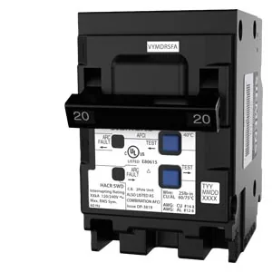 Interruptor termomagnético con protección AFCI 2 polos 20 A, enchufable