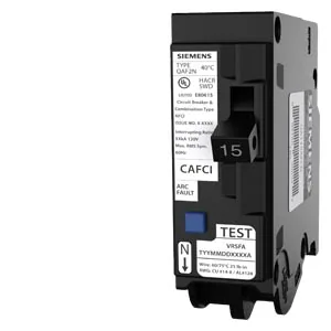 Interruptor termomagnético con protección AFCI 1 polo 15 A, enchufable