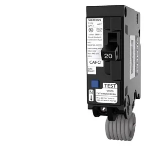 Interruptor termomagnético con protección AFCI combinado 1 polo 20 A 120 V 10 kA, enchufable