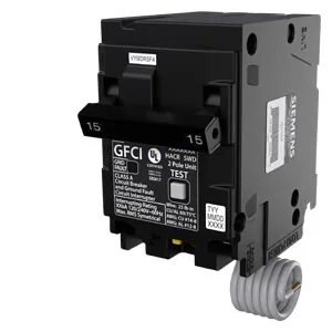 Interruptor termomagnético con falla a tierra GFCI 2 polos 15 A 120/240 V 10 kA tipo QPF