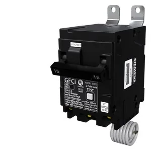 Interruptor termomagnético 2 polos 15 A 120/240 V 10 kA tipo BLF con protección GFCI 5 mA