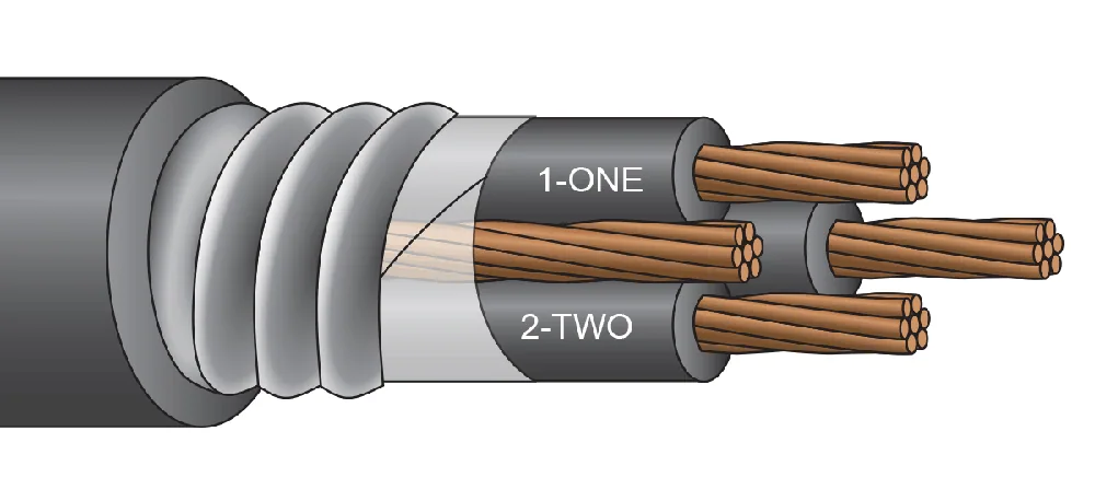 GAP2K2/3 MC CON CUBIERTA RWU90/ACW90/ACWU90 1,000/2,000 Voltios Cobre 3 Conductores 2 AWG 3C