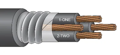 JACKETED MC RWU90/ACW90/ACWU90 1,000/2,000 Volt Copper 3 Conductor