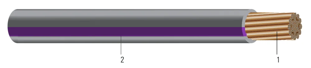 500-1221 SD CU THHN/THWN-2 600V PODER FLEXIBLE MÁQUINA GRIS-MORADO RAYA 2500 FT