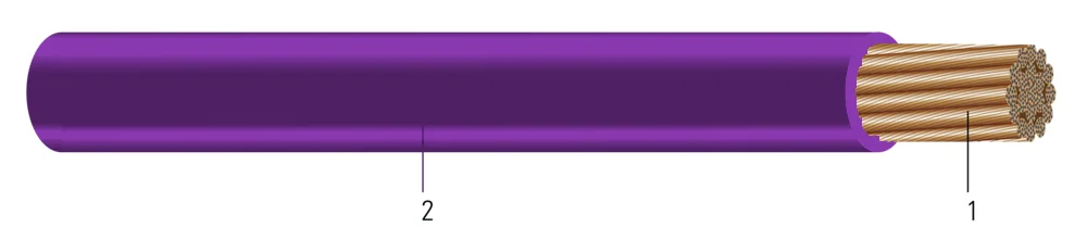 500-1221 SD CU THHN/THWN-2 600V CABLE DE POTENCIA FLEXIBLE PARA MÁQUINAS MORADO 2500 FT